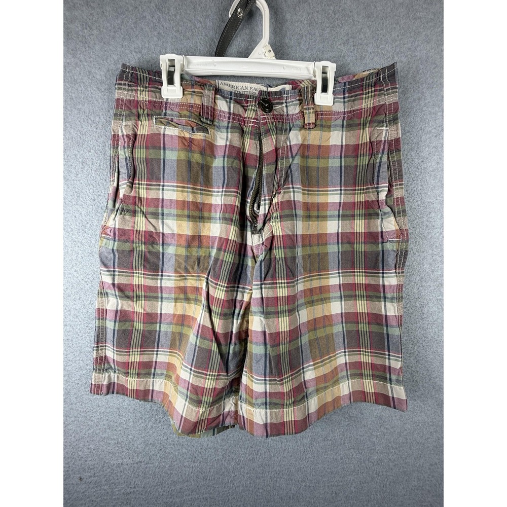 American Eagle Outfitters Shorts Mens 28 Plaid Chino Lightweight
